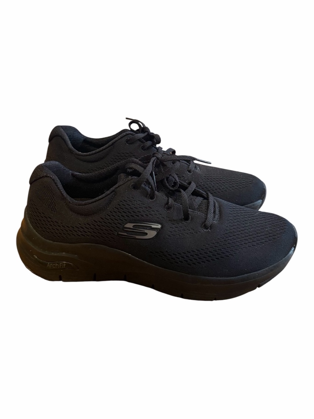 Skechers Women's Black Mesh Lace-Up Arch Fit Sneakers